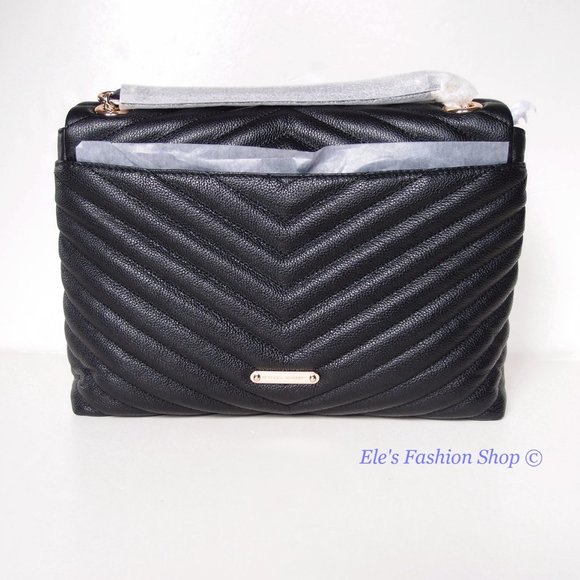 NWT Rebecca Minkoff Edie Medium Shoulder Crossbody Bag BLACK Gold AUTHENTIC - Picture 10 of 15